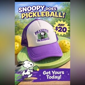 Snoopy pickle ball trucker hat